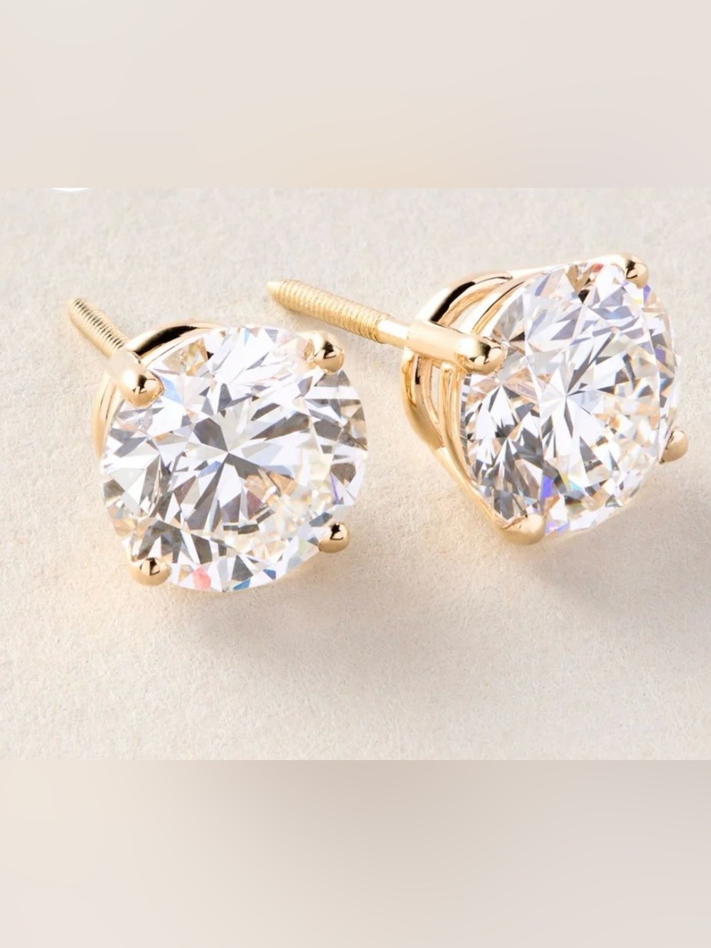2 Carat, Solid 14K Gold Lab-Grown Diamond Stud Earrings. NWT. Certified.
